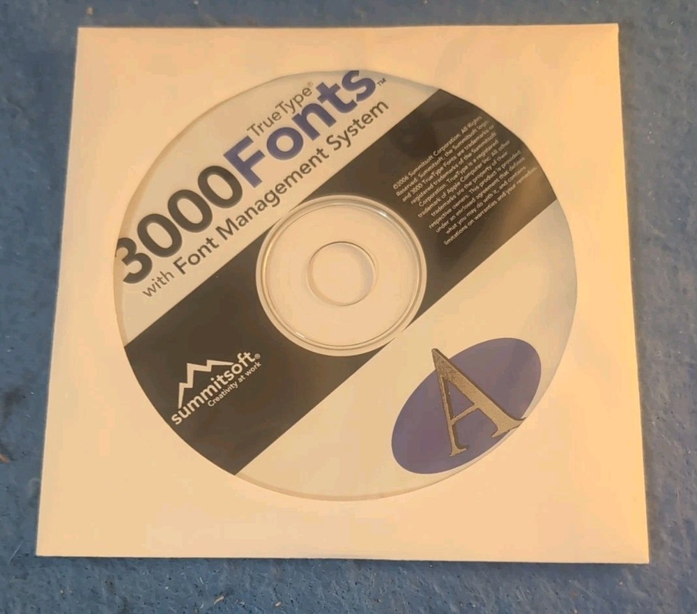 3000 Creative Fonts -Summitsoft - Windows- Software Package Words Serif FREE SHP
