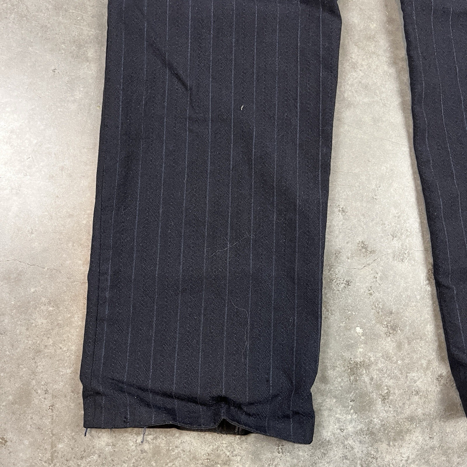 Vintage Wool Blend Pants Mens 32x32 Blue Flaws Distressed Preppy Stripes Preowne
