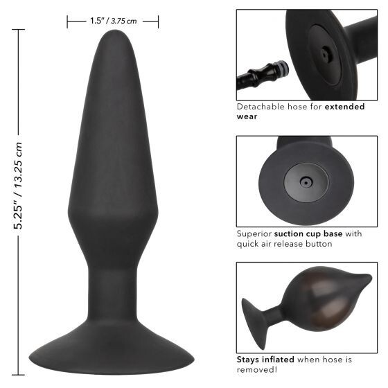 CalExotics Large Black Silicone Inflatable Anal Butt Plug