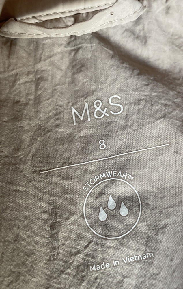 M&S Fawn Textured Quilted Collared Shacket Jacket Size 8