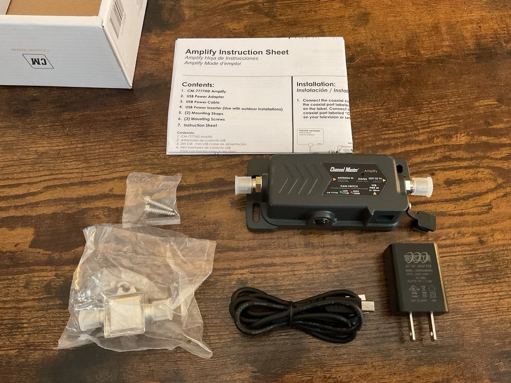 Channel Master CM-7777HD Amplify + Adjustable Gain Antenna Preamplifier Open Box