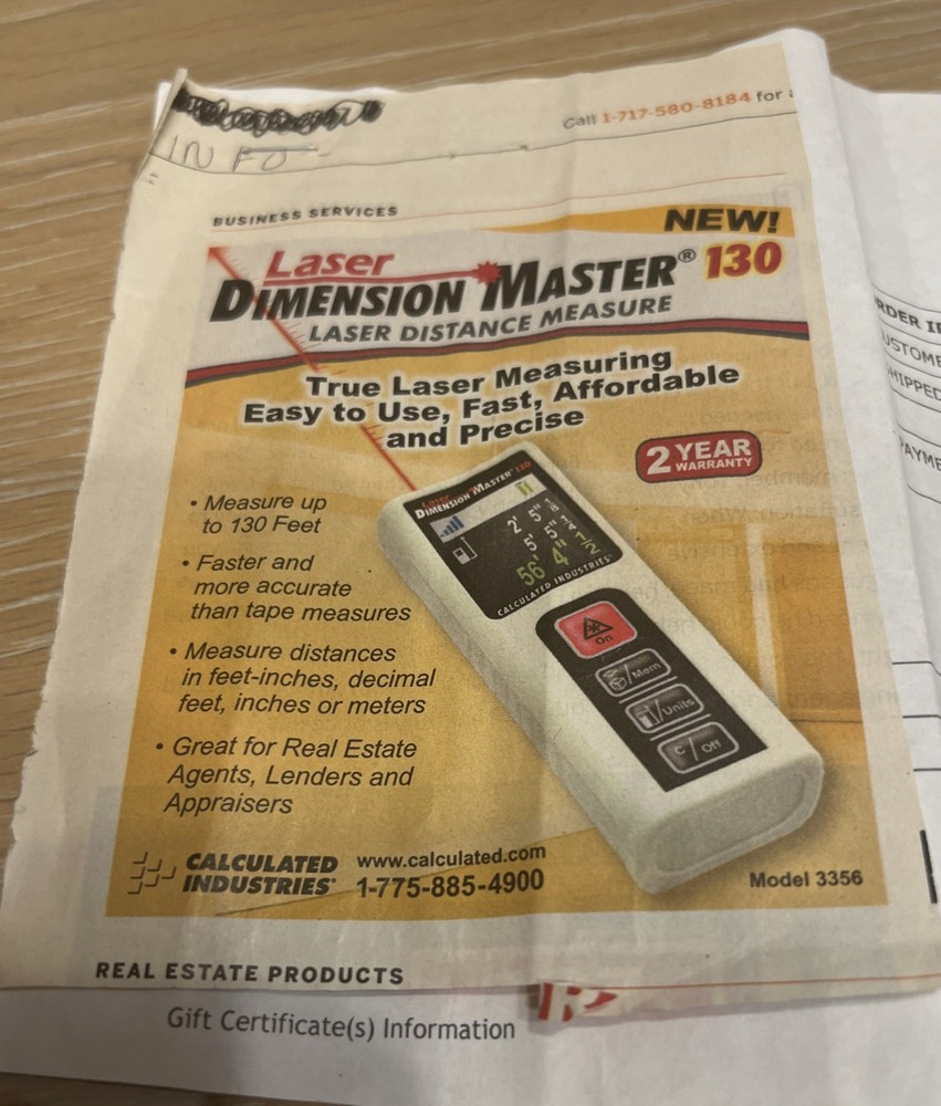 Calculated Industries No. 3356 Laser Dimension Master 130