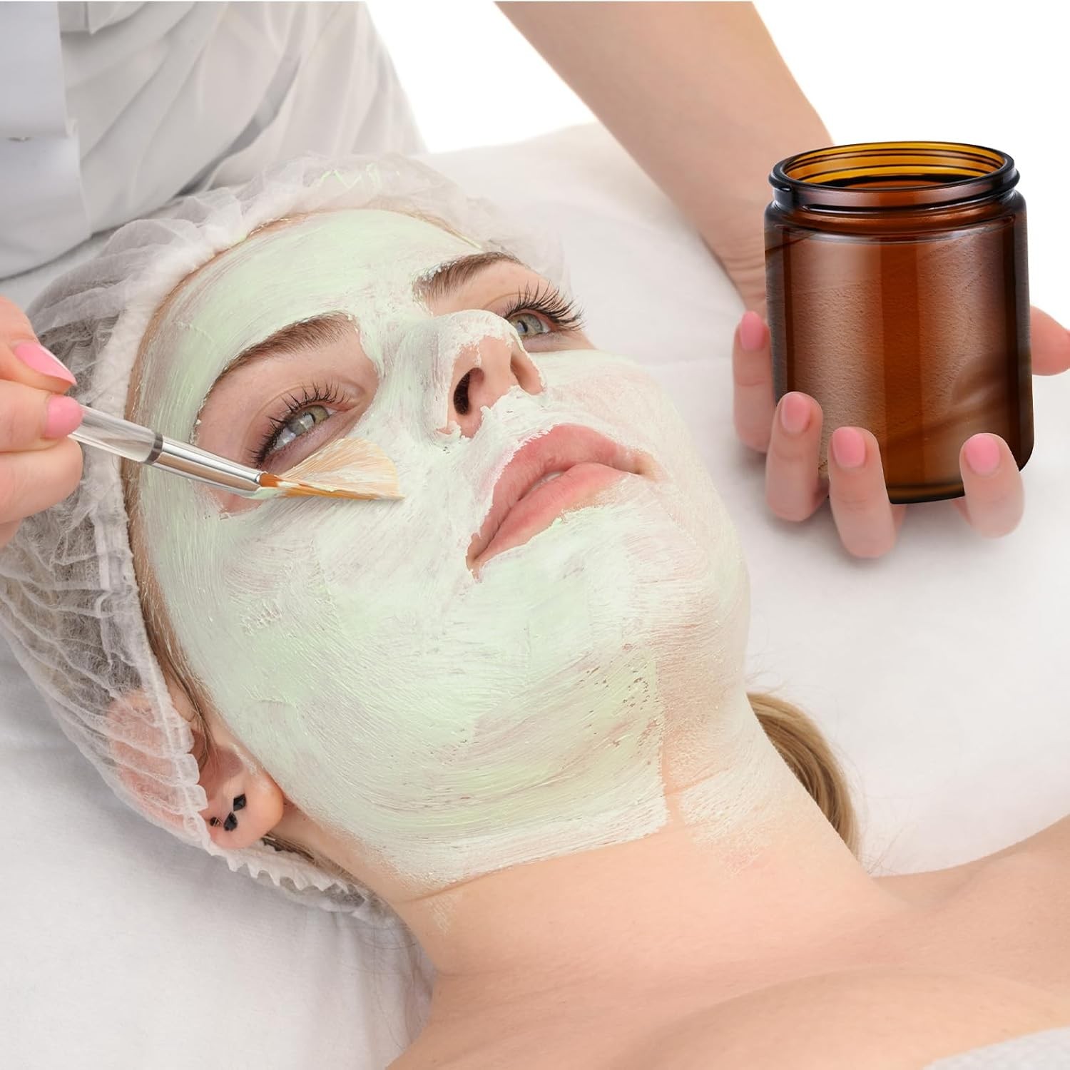 Tecohouse 8oz Amber Glass Jars with Lids, 3 Pack Candle Jars with Blank Labels,