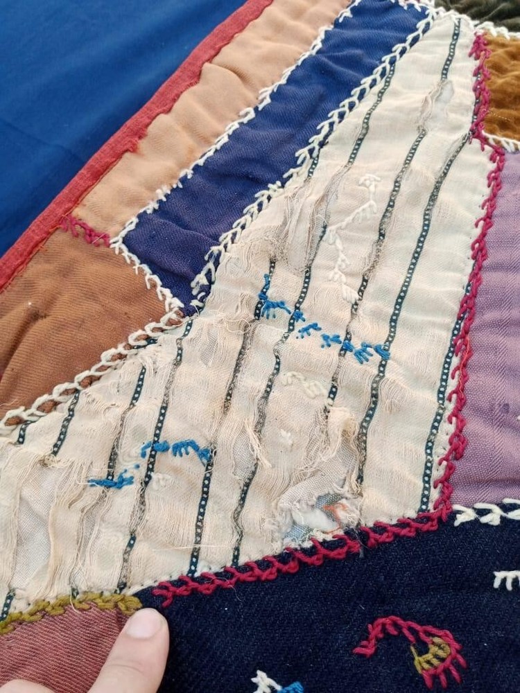 antique beautiful crazy handmade patchwork quilts it177