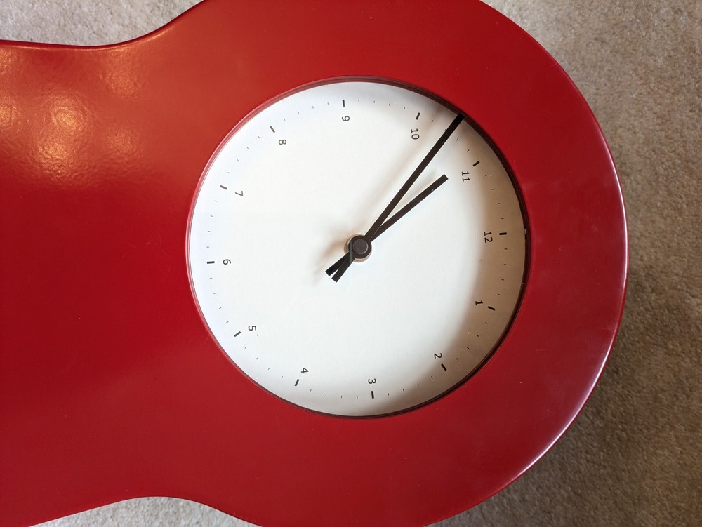 1990s Retro Red Ikea Wall/Stand Up Clock With Inside Storage