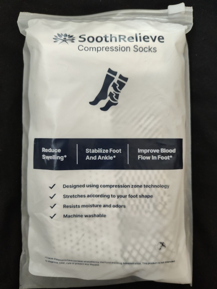 NEW SoothRelieve Compression Socks Open Toe LARGE Stabilize & Reduce Swelling