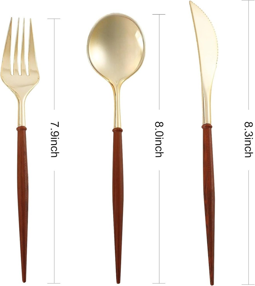 90Pcs Gold Plastic Silverware Heavy Duty Elegant Disposable Plastic Silverware
