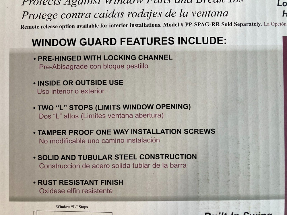 Grisham Protection Plus PP-SPAG-4 Black 4-Bar Window Security Guards