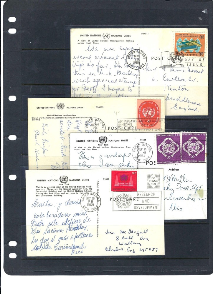 United Nations Postcards (4) - Postally Used (849)
