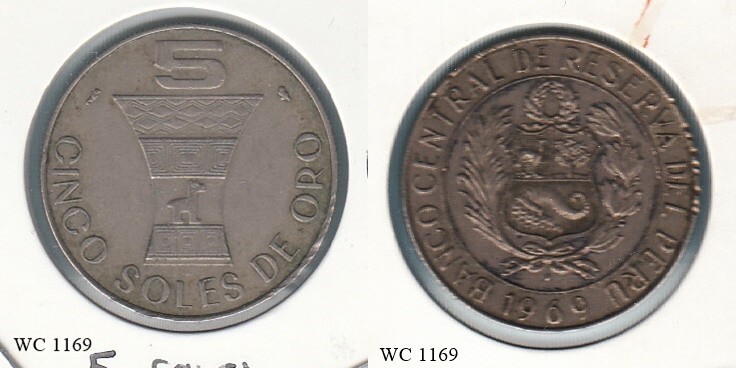 Peru 5 Soles de Oro 1969 Coin