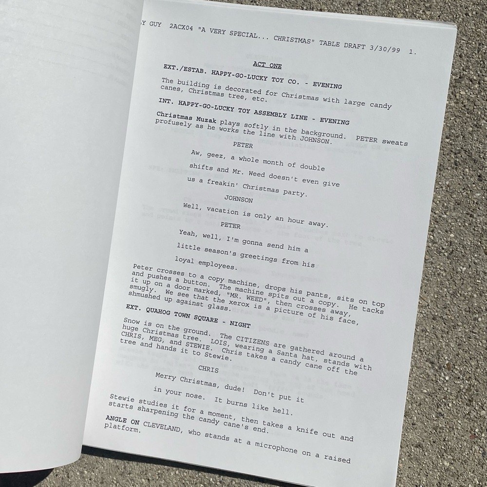 RARE Family Guy Original 1999 Production Used Table Draft Script Seth MacFarlane