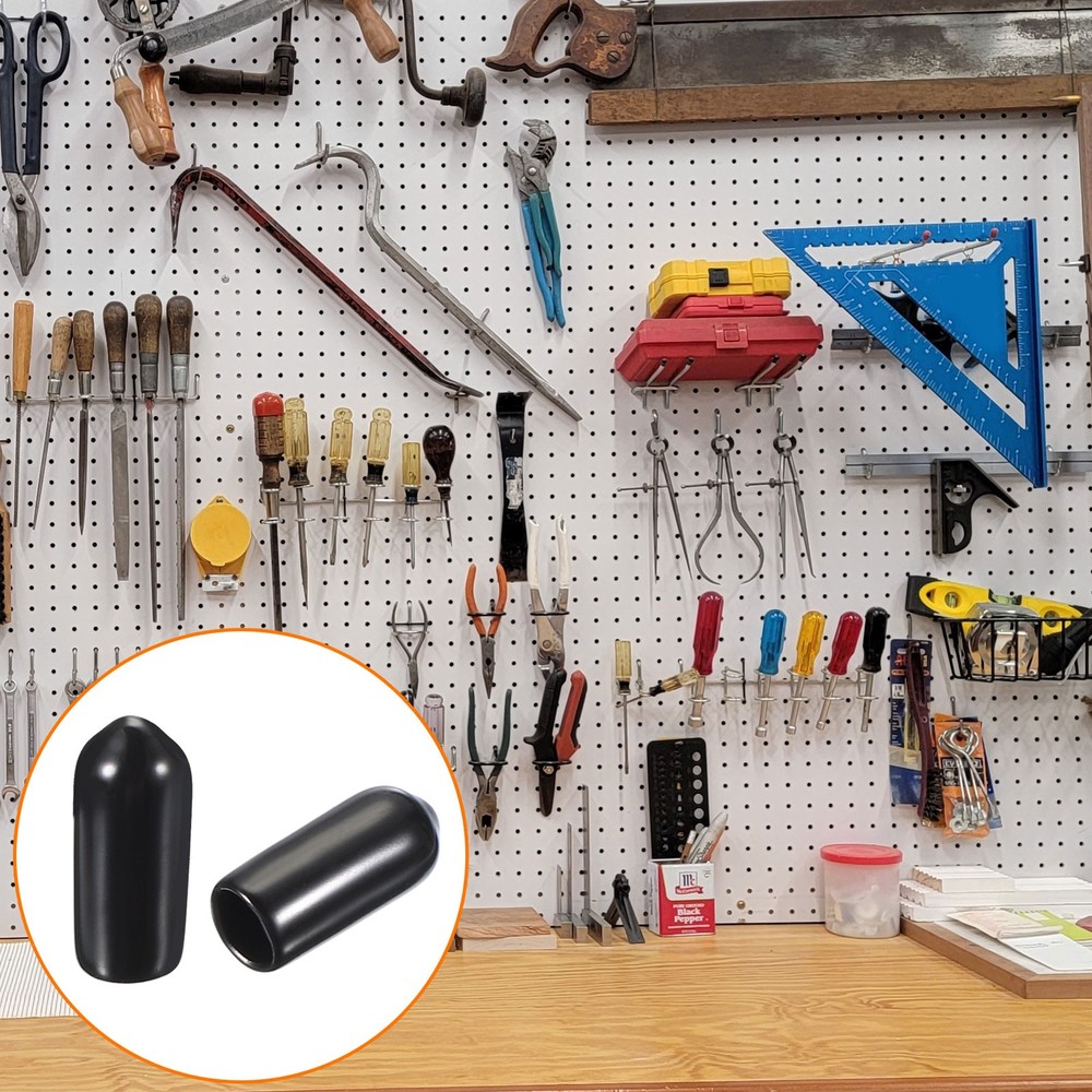 100pcs Pegboard Hook Tip Protector Rubber End Caps Inner Dia 4mm Black