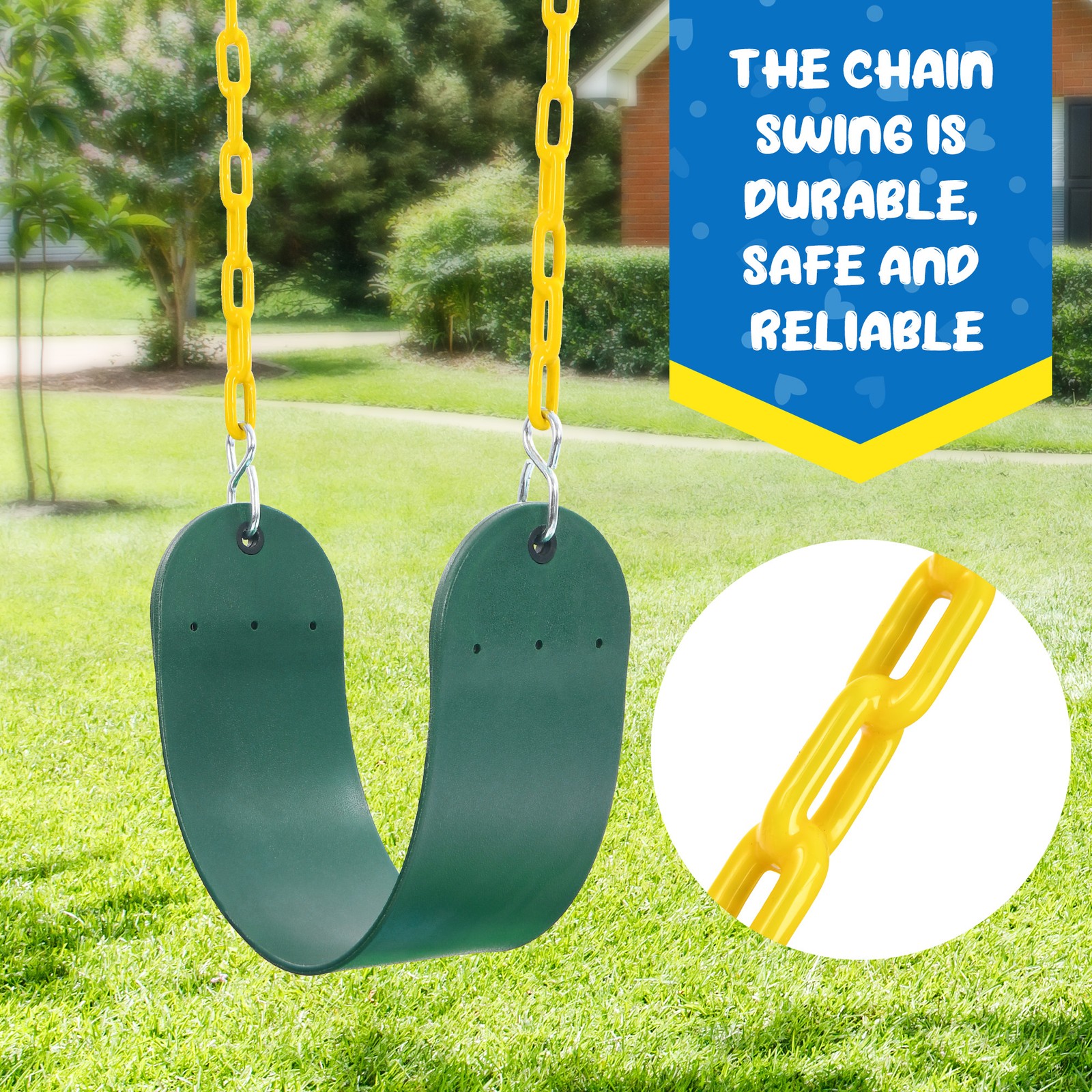 600lb 7.3ft Tall Heavy Duty Metal Swing Set with 3 Swings Kids Outdoor Swing Set