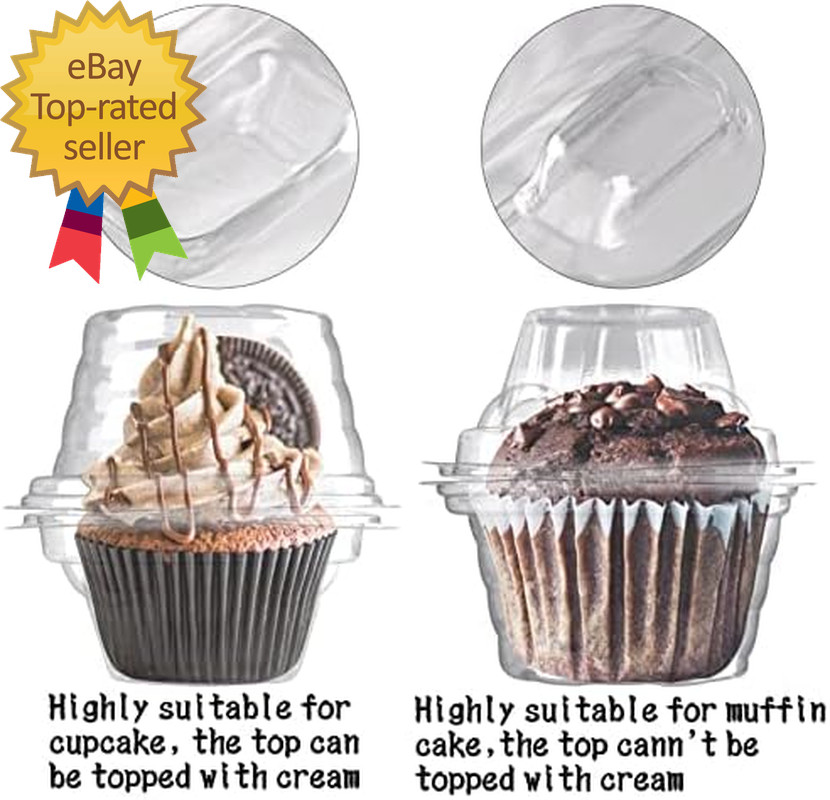 50 Pack Individual Cupcake Containers Plastic Cupcake Boxes Cupcake Holders