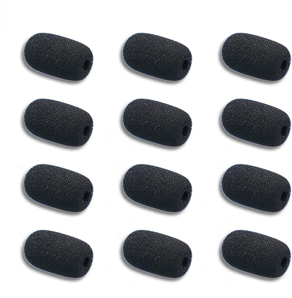 12 Pieces Foam Windscreen for Headset Microphone, 0.2" Diameter Microphone Pop F