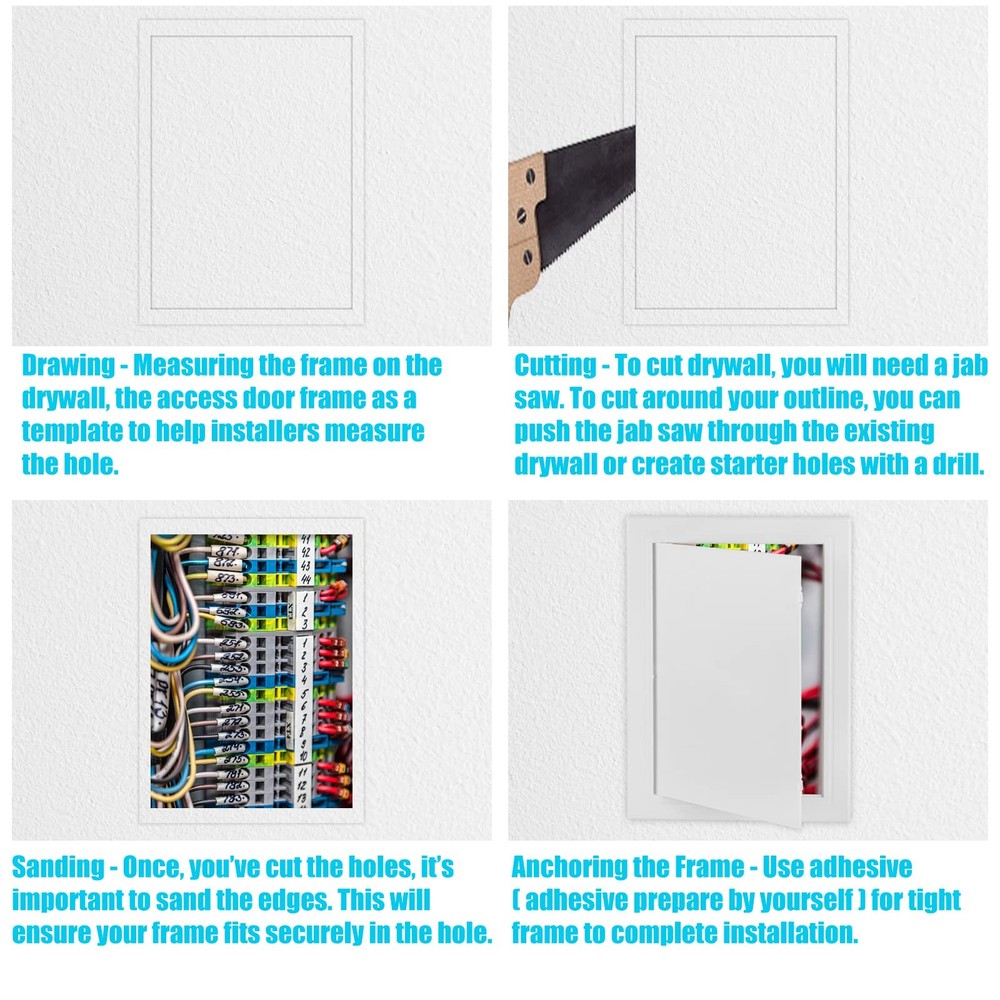 CABAX 8x12 inch Plastic Access Panel for Drywall Ceiling inch, White