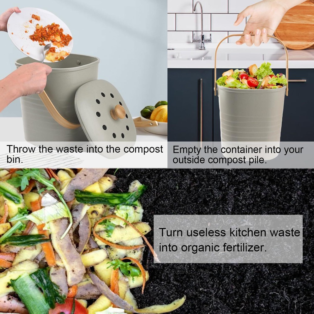 1 Gallon Compost Bin Kitchen Coutertop Compost Bin with Lid Compost Bucket