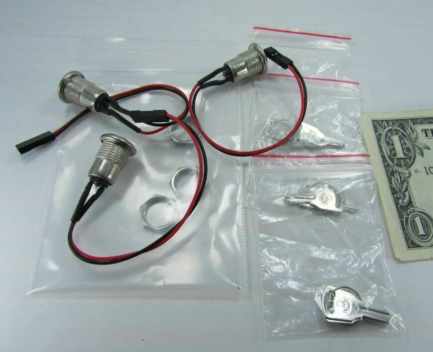 Lot 3 Small Electronic Switch Locks with Mounting Nuts, Keyed Alike, Electrical