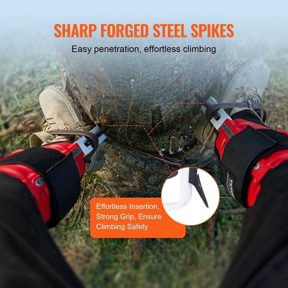 Secure Fit Tree Climbing Spurs TPU & Nylon Straps Red