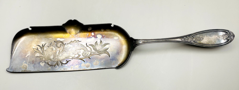 Antique Crumb Tray Crumber Marked EAP - Silver Tone Dining Room Decor 1847