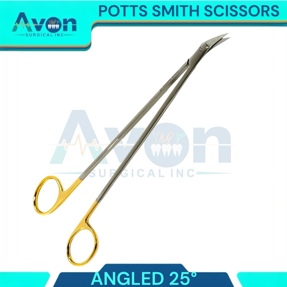 3pcs Set - Potts Smith Vascular Scissors, 25°, 90°, 125°, Angled Blades, Sharp