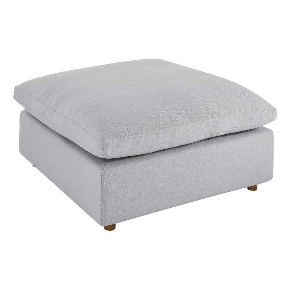 Modway Commix Modern Down Filled Overstuffed Fabric Ottoman in Light Gray