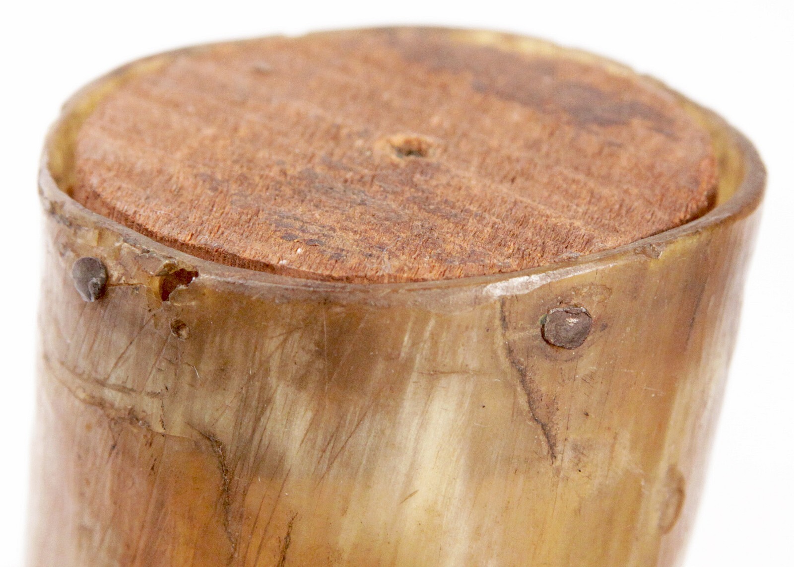 Antique 19th Century American Translucent Cow Horn Powder Horn Flask Old