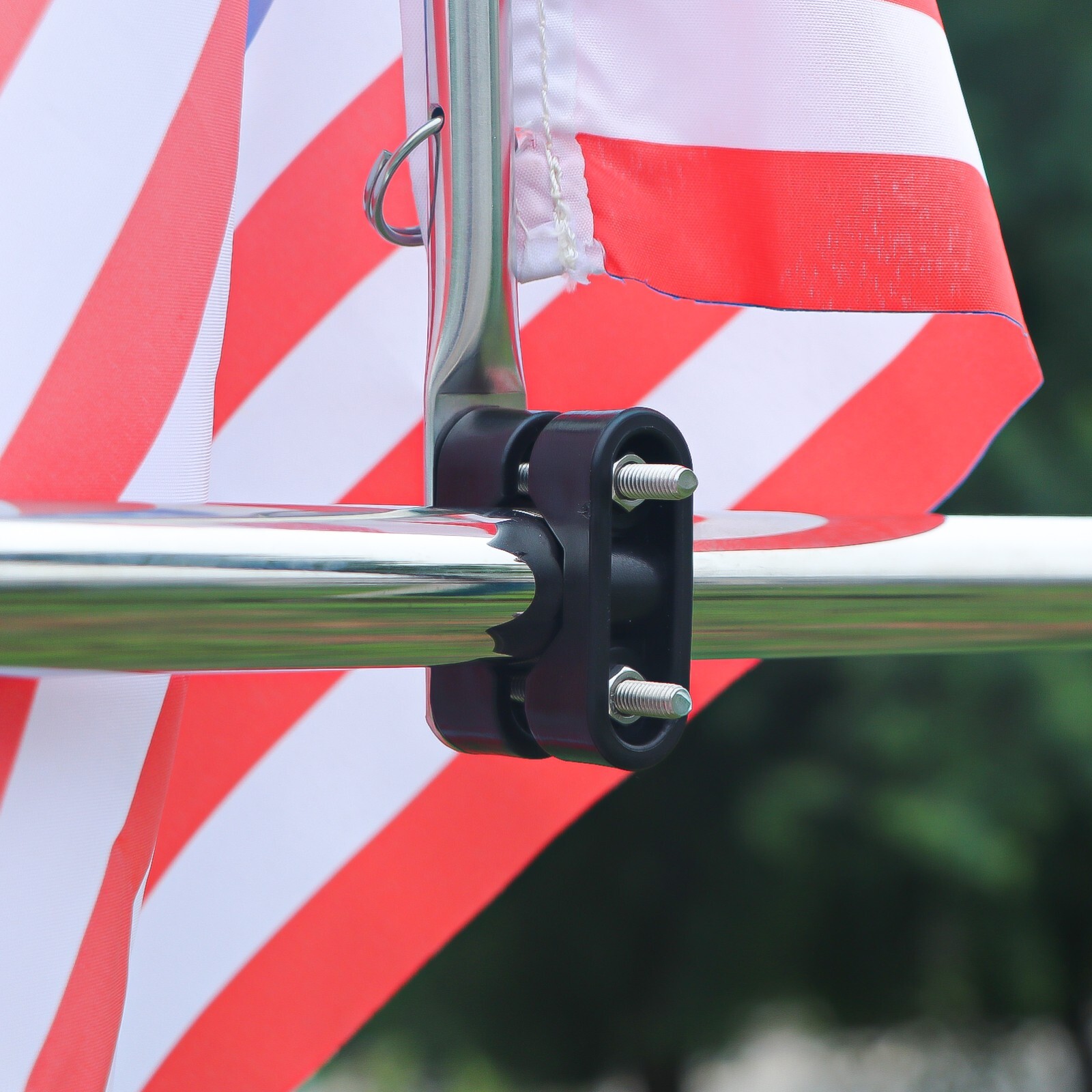 2X Marine Boat Pontoon Flag Pole 7/8"-1" Rail Mount Stainless Steel (US Flags)