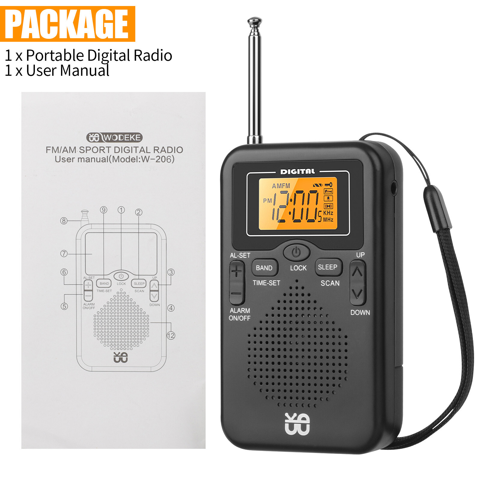 Portable Pocket Digital LCD AM FM Radio Battery Powered Receiver w/Loud Speaker