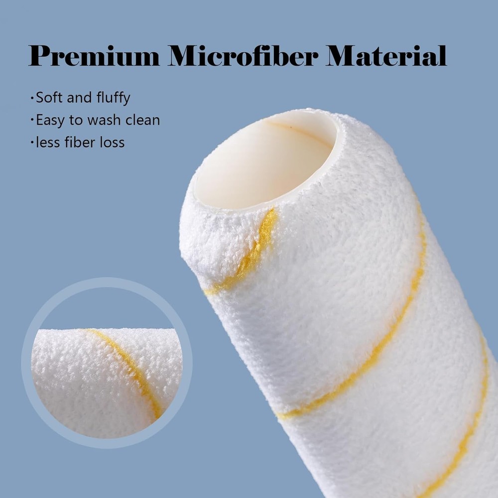 Mister Rui Paint Rollers, 5 Pack, 9 Inch Roller Covers, Microfiber...