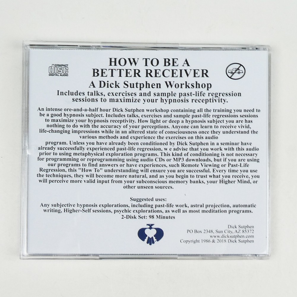 HOW TO BE A BETTER RECEIVER 2 CDs Improve Self Hypnosis Dick Sutphen Psychic