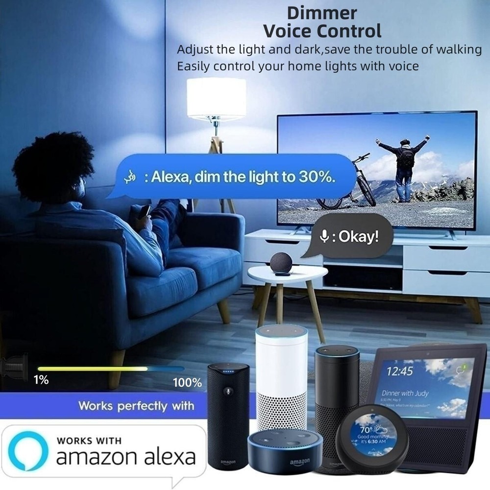 Smart Wireless Light Switch Kit No Wiring Dimmer Remote Control Work with Alexa