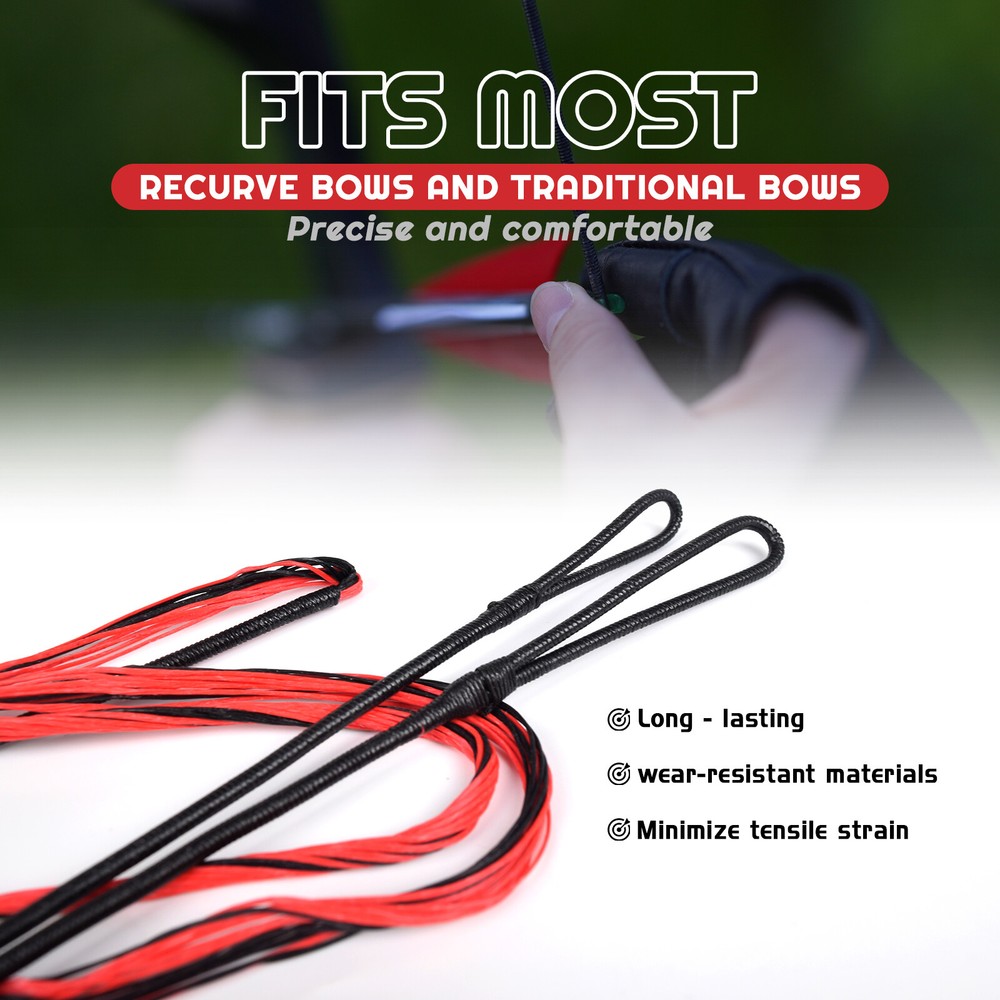 16 Stand Reverse bow Red & Black Bowstrings Bow Length 56-60"+2 copper buckle