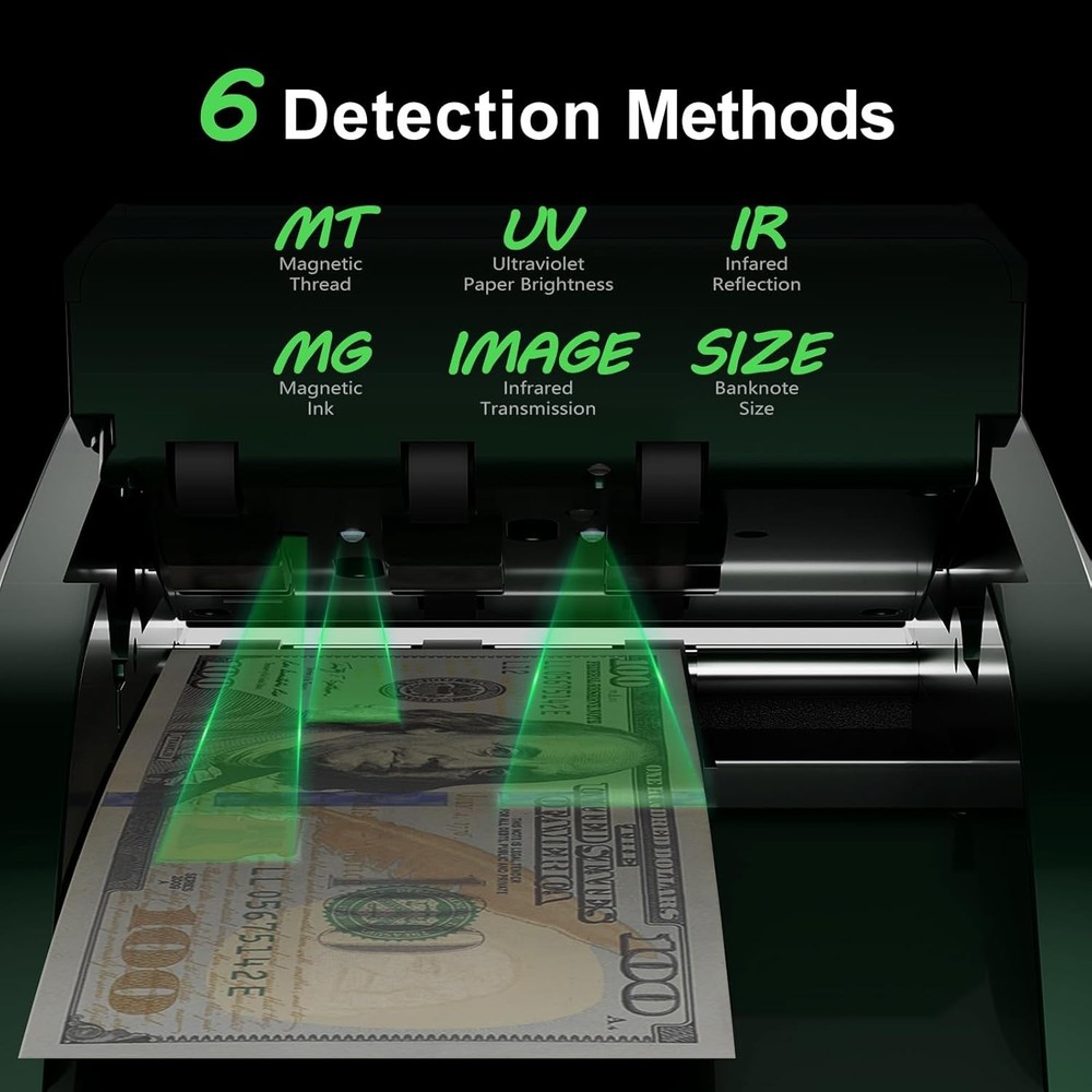 Aneken AL-139 Counterfeit Bill Detector: 2.8" Display, Value Counting, Multi-Dir
