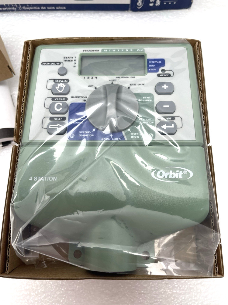 ORBIT WATER MASTER 4 STATION SPRINKLER TIMER DUAL PROGRAMS LCD INDOOR MOUNT