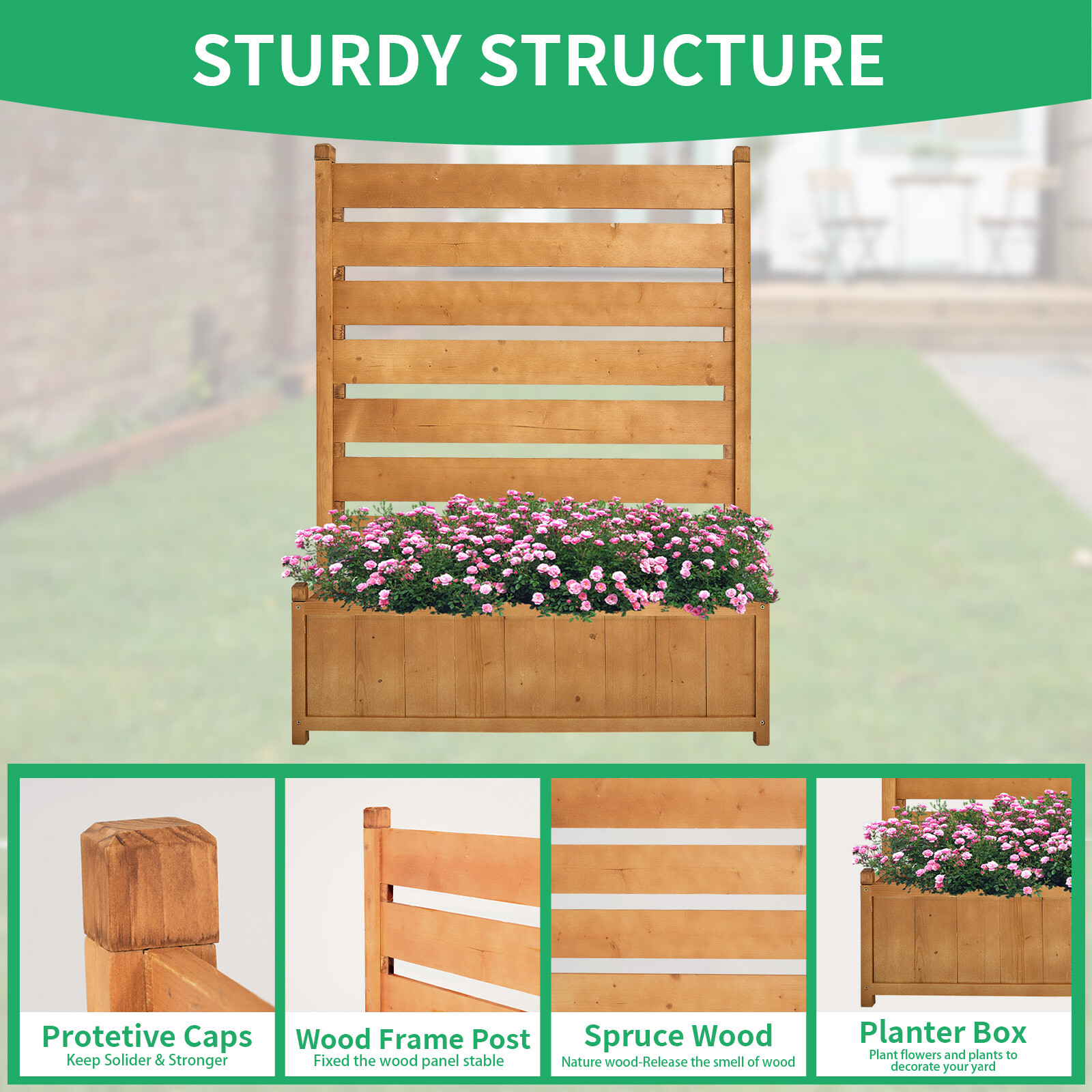 SLSY 2-Panel 36"Wx45"H Air Conditioner Fence Privacy Screen With 2 Planter Box
