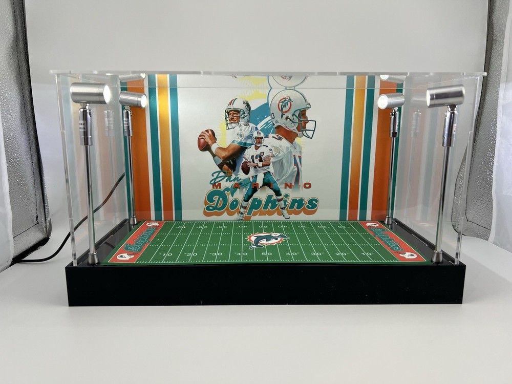 Dan Marino - Dolphins - Custom 2 Mini Helmet Display Case W/ LED Lights