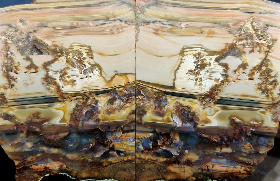 2 Matching, Polished Picture Jasper Slabs - Artistic Nature Scenes on Both Sides