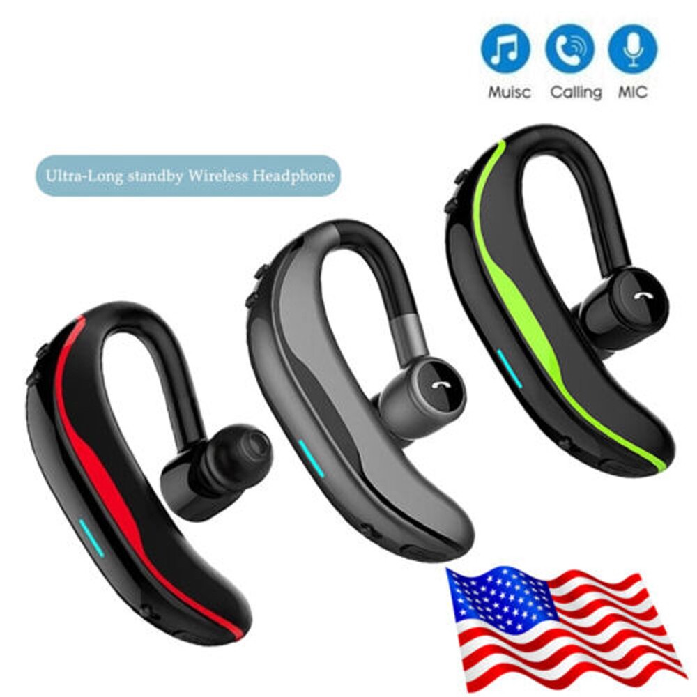 Wireless Bluetooth Headset Hands-free Earpiece On-Ear Earphone Noise Canceling