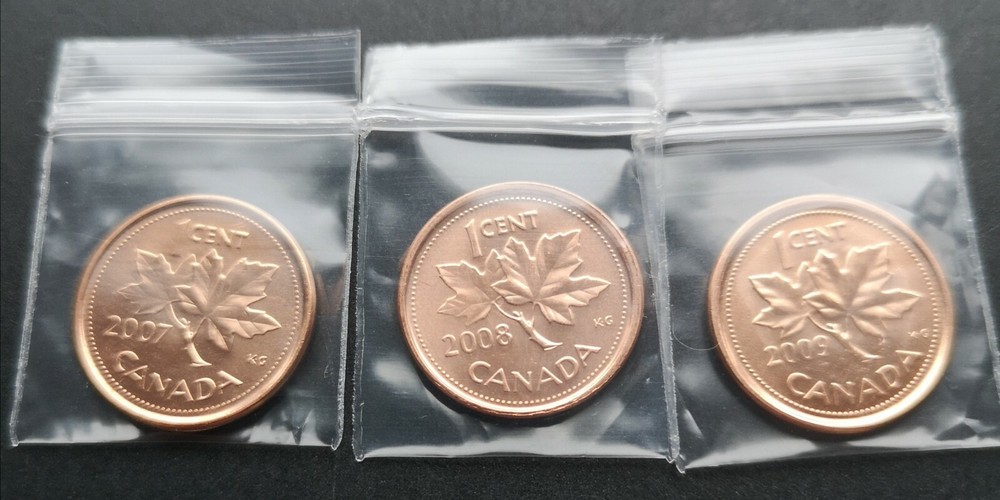 *** CANADA  2007 - 2008 - 2009  MAGNETIC  ONE  CENT  ***