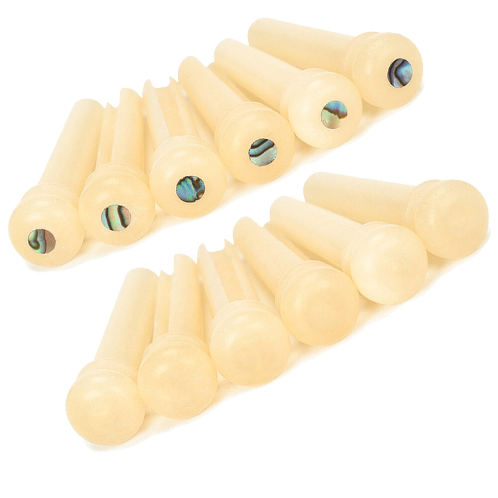 6Pcs Acoustic Guitar Unbleached Vintage Real Bone Bridge Pins Shell Dot