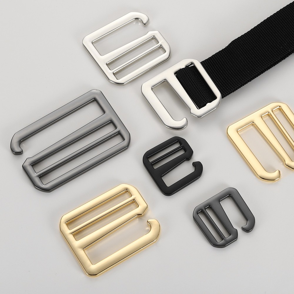 2Pcs G-Hook Webbing Buckles, 38mm Flat Tri-Glide, Gray