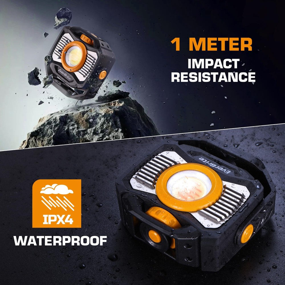 EverBrite Magnetic Work Light Rechargeable LED, 2000LM Black & Orange