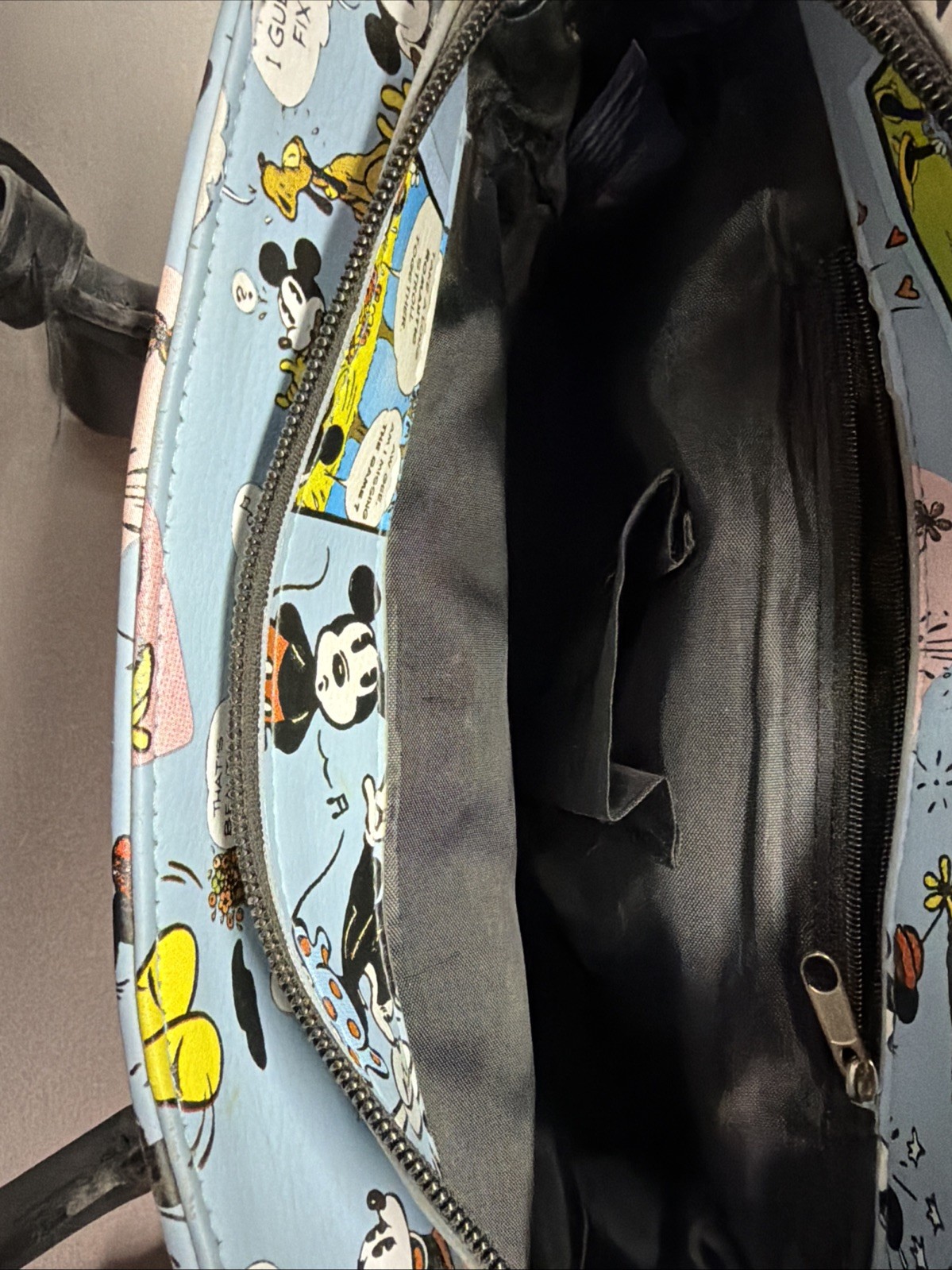 Disney Minnie & Mickey Mouse Purse Lock & Key Satchel Handbag Cartoon Comic Blue