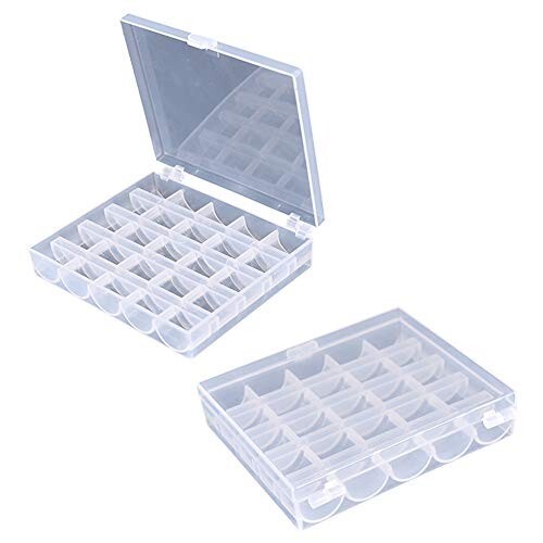 1/2 Pack 25 Slots Empty Bobbin Spool Box Plastic Storage Case for Sewing Machine