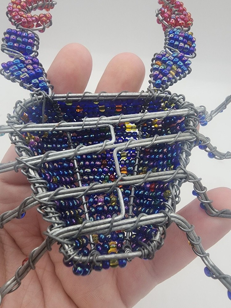 Handmade Wire and Beaded crab Figurine Decor