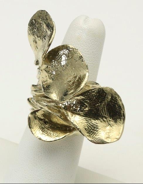 Vintage Abstract Modernist Art Leaf Adjustable Statement Ring Handmade