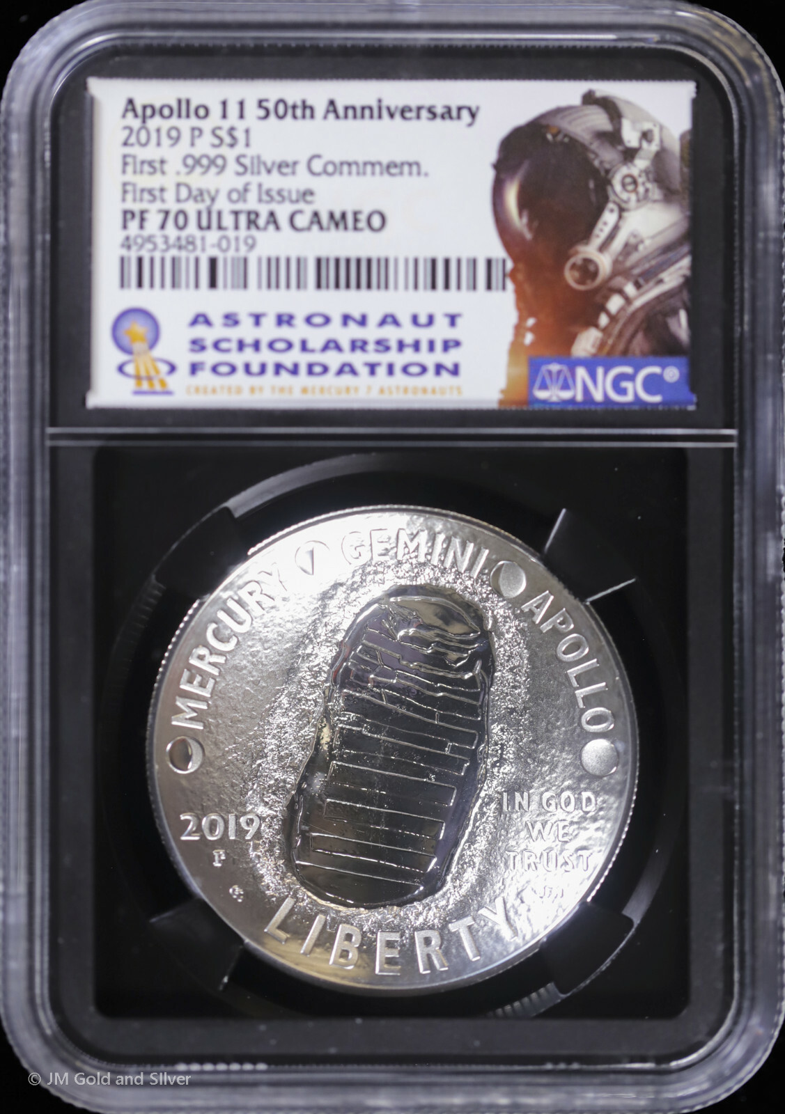 2019 P Proof Apollo 11 50th Anniv Commem Silver Dollar NGC PF 70 UCAM | FDOI PR