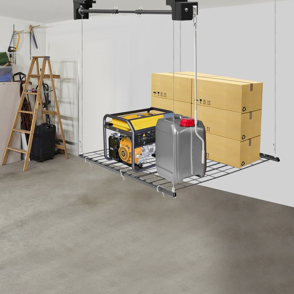 250lb Overhead Garage Lifting Storage Rack Adjustable Height Garage Storage Rack
