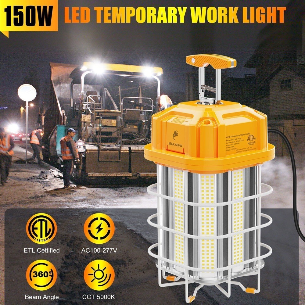 150W LED Temporary Work Light Construction Portable High Bay Light 5000K